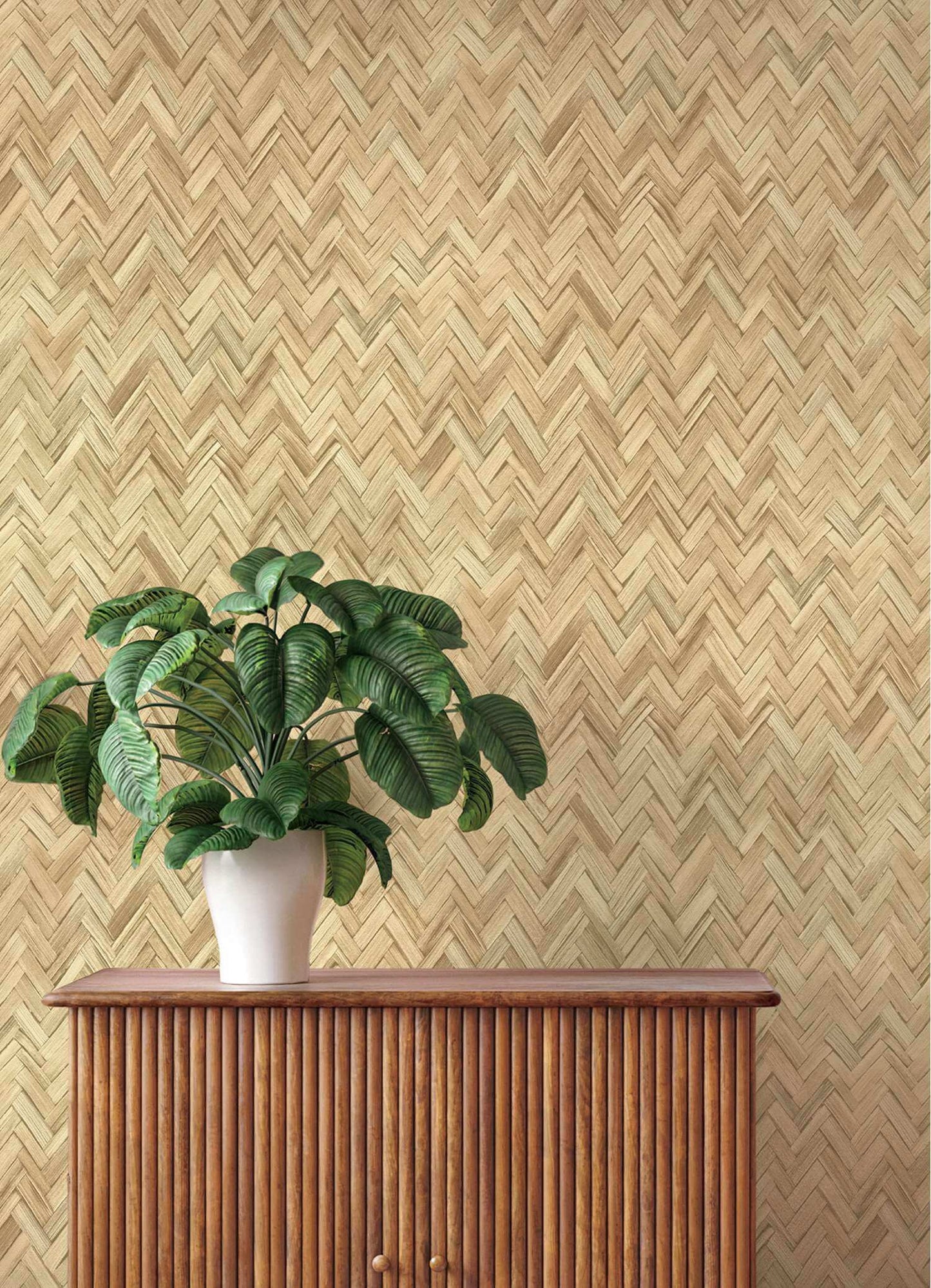 A-Street Prints Springhill Ellery Herringbone Wallpaper - Wheat
