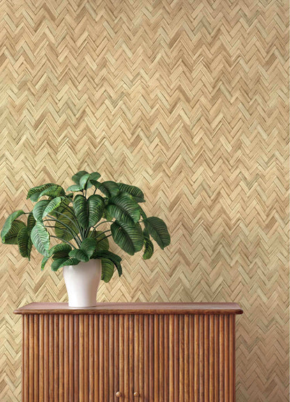 A-Street Prints Springhill Ellery Herringbone Wallpaper - Wheat