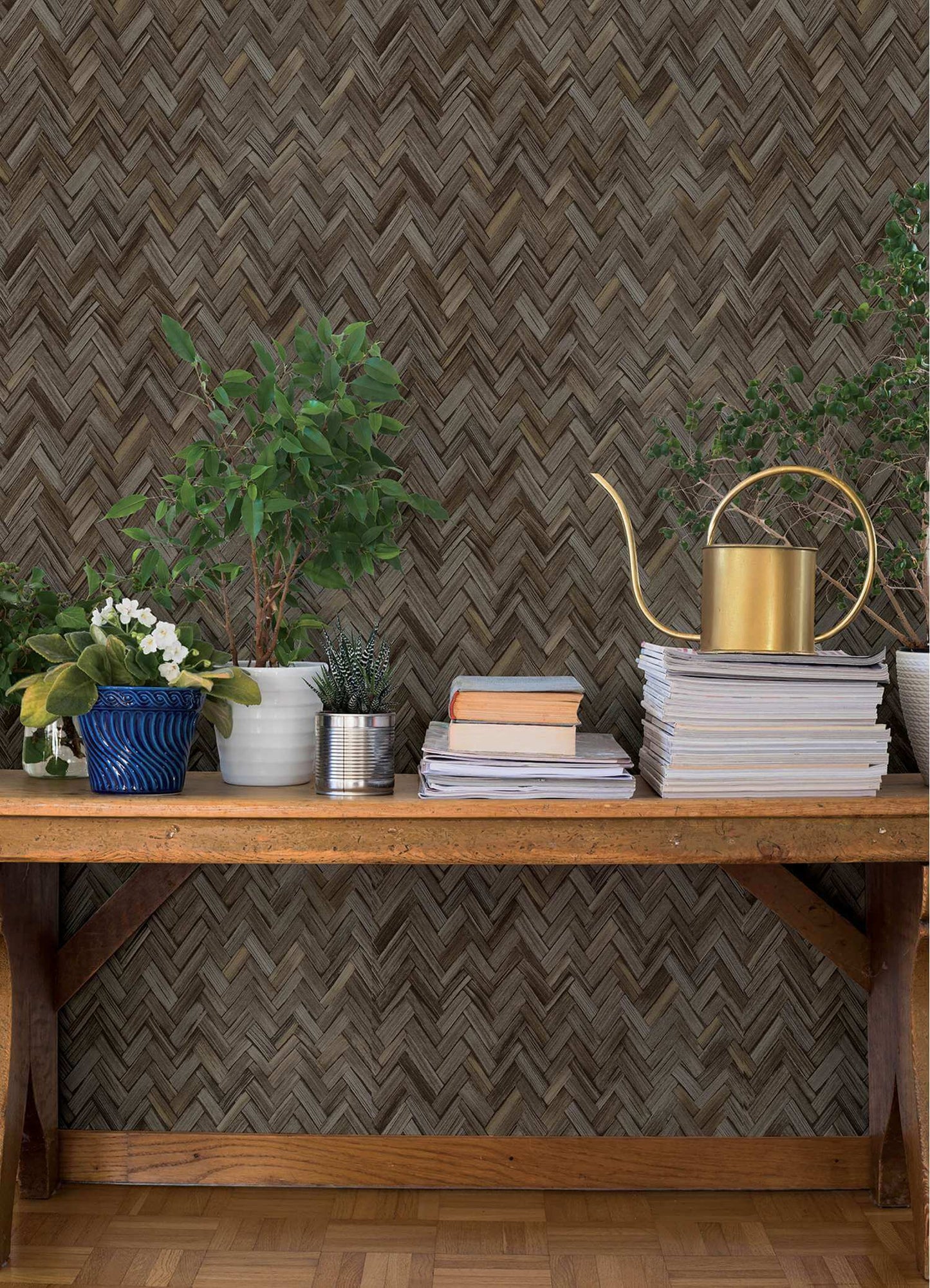 A-Street Prints Springhill Ellery Herringbone Wallpaper - Charcoal
