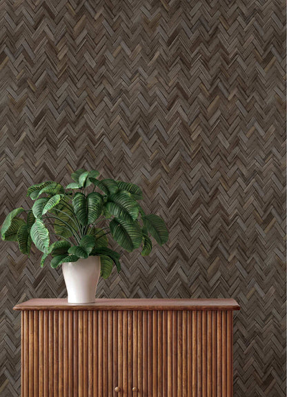 A-Street Prints Springhill Ellery Herringbone Wallpaper - Charcoal