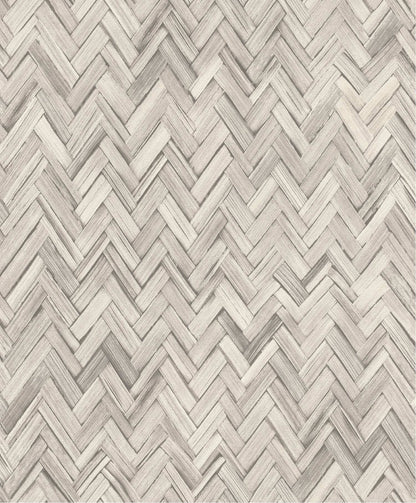 A-Street Prints Springhill Ellery Herringbone Wallpaper - Light Grey