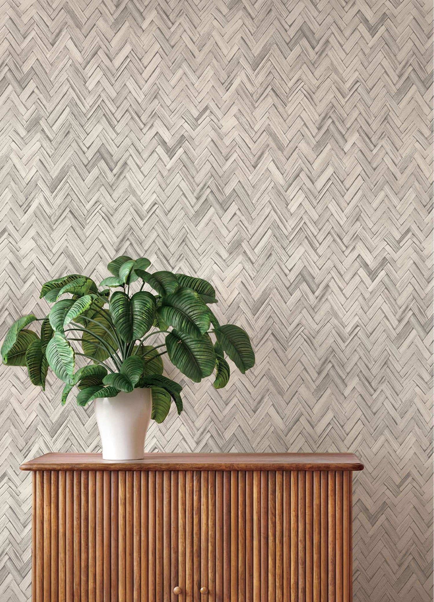 A-Street Prints Springhill Ellery Herringbone Wallpaper - Light Grey