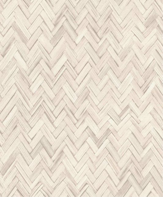 A-Street Prints Springhill Ellery Herringbone Wallpaper - Beige