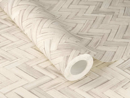 A-Street Prints Springhill Ellery Herringbone Wallpaper - Beige