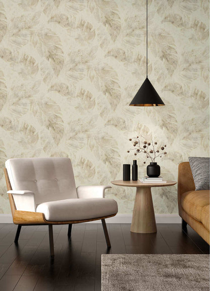 A-Street Prints Springhill Sanne Palm Wallpaper Sample - Beige