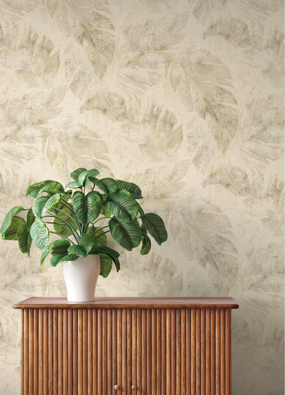 A-Street Prints Springhill Sanne Palm Wallpaper Sample - Beige