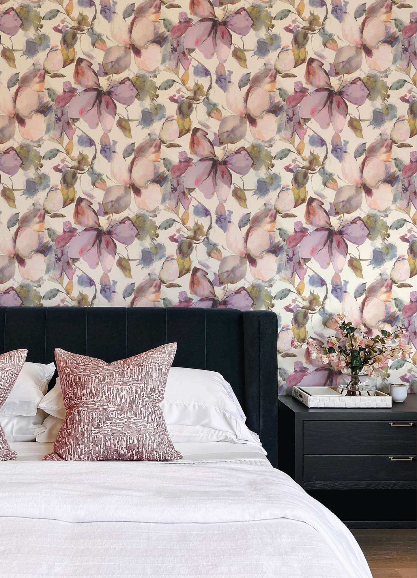 A-Street Prints Springhill Liliana Floral Wallpaper Sample - Plum