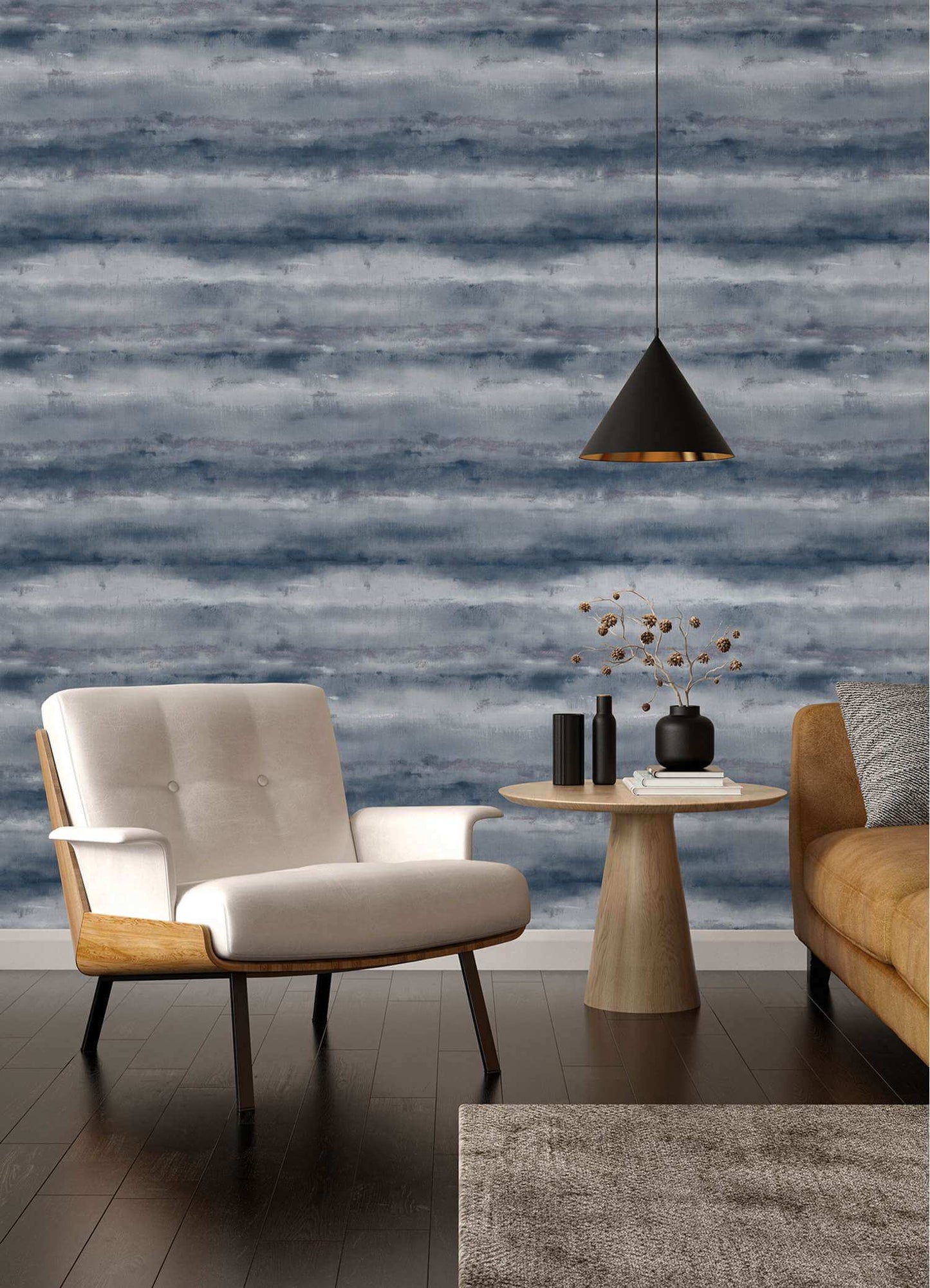 A-Street Prints Springhill Ayla Abstract Wallpaper - Indigo