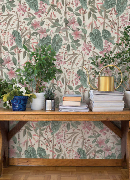 A-Street Prints Springhill Kalina Floral Wallpaper - Teal