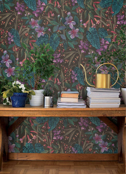 A-Street Prints Springhill Kalina Floral Wallpaper - Black