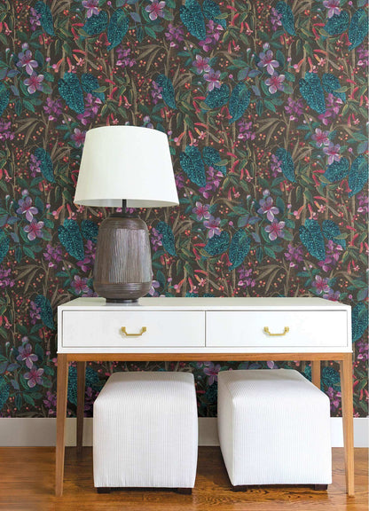 A-Street Prints Springhill Kalina Floral Wallpaper - Black