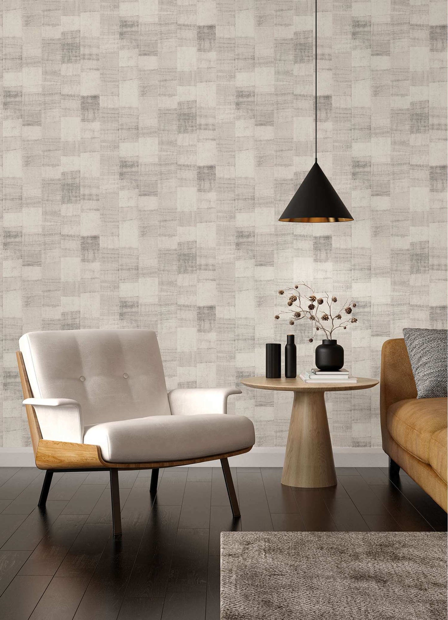 A-Street Prints Springhill Ivo Block Wallpaper Sample - Grey