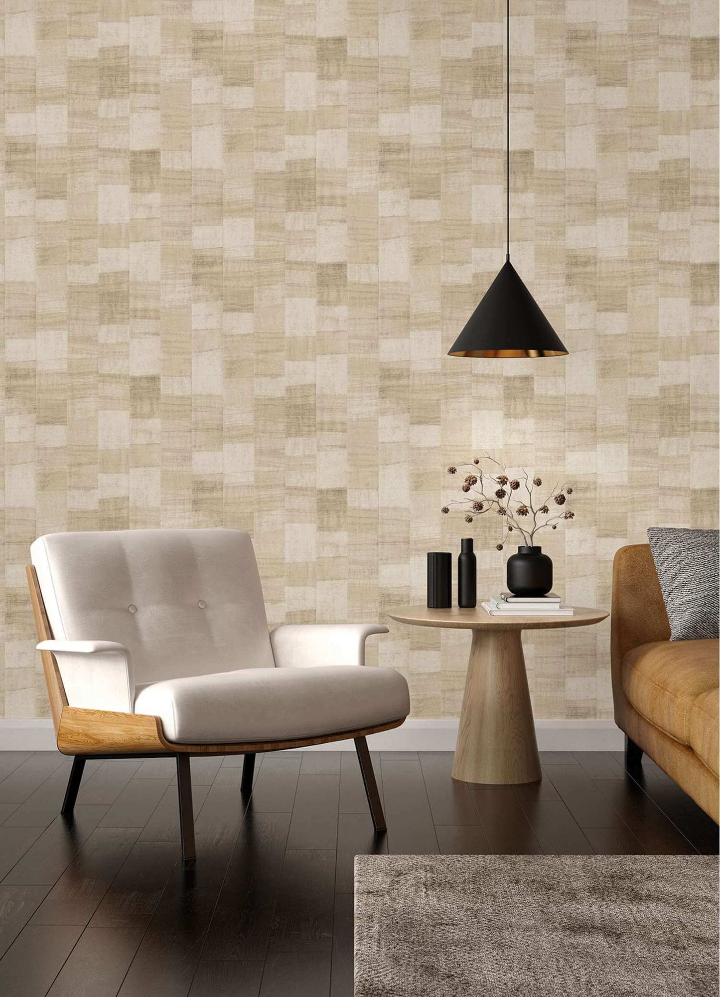 A-Street Prints Springhill Ivo Block Wallpaper - Beige