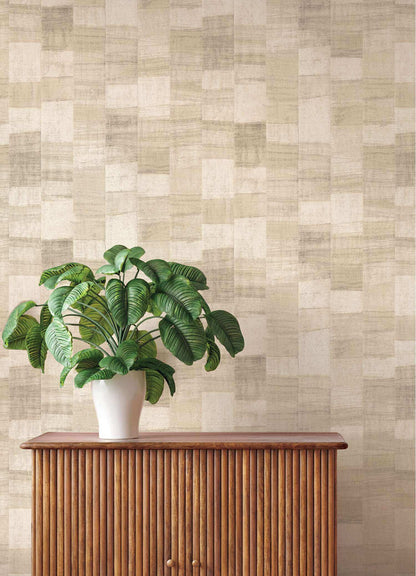 A-Street Prints Springhill Ivo Block Wallpaper - Beige
