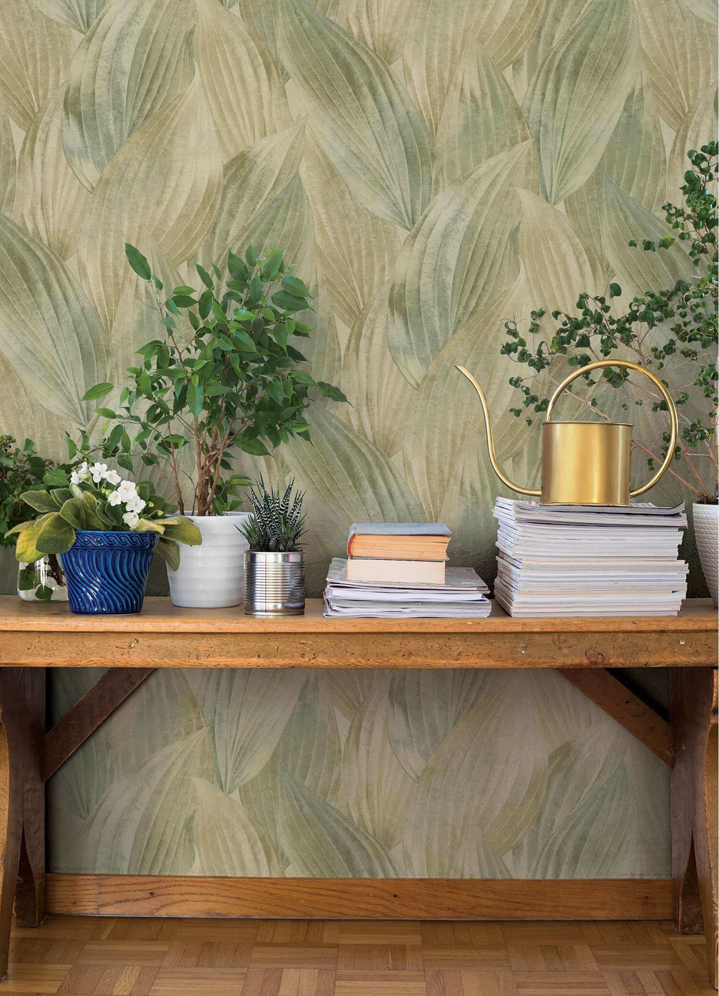 A-Street Prints Springhill Melora Leaf Wallpaper Sample - Green