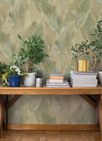 A-Street Prints Springhill Melora Leaf Wallpaper Sample - Green