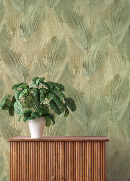 A-Street Prints Springhill Melora Leaf Wallpaper Sample - Green