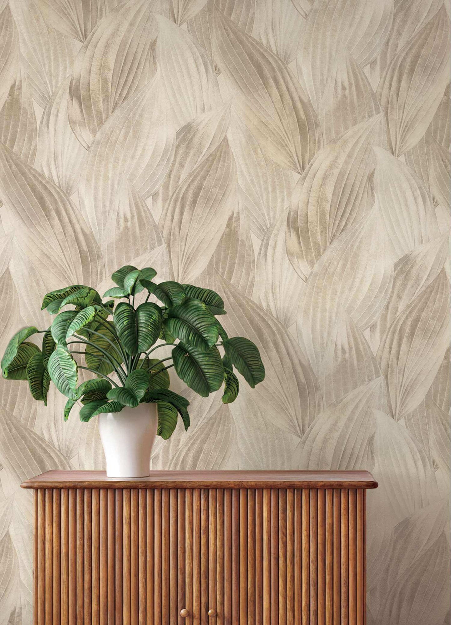 A-Street Prints Springhill Melora Leaf Wallpaper Sample - Beige