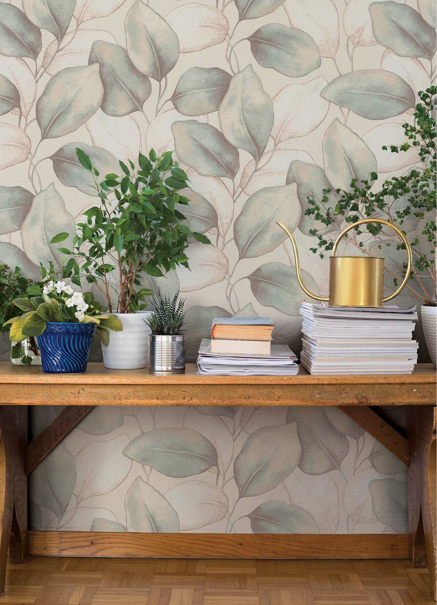 A-Street Prints Springhill Evanthe Vine Wallpaper - Aqua