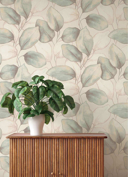A-Street Prints Springhill Evanthe Vine Wallpaper - Aqua