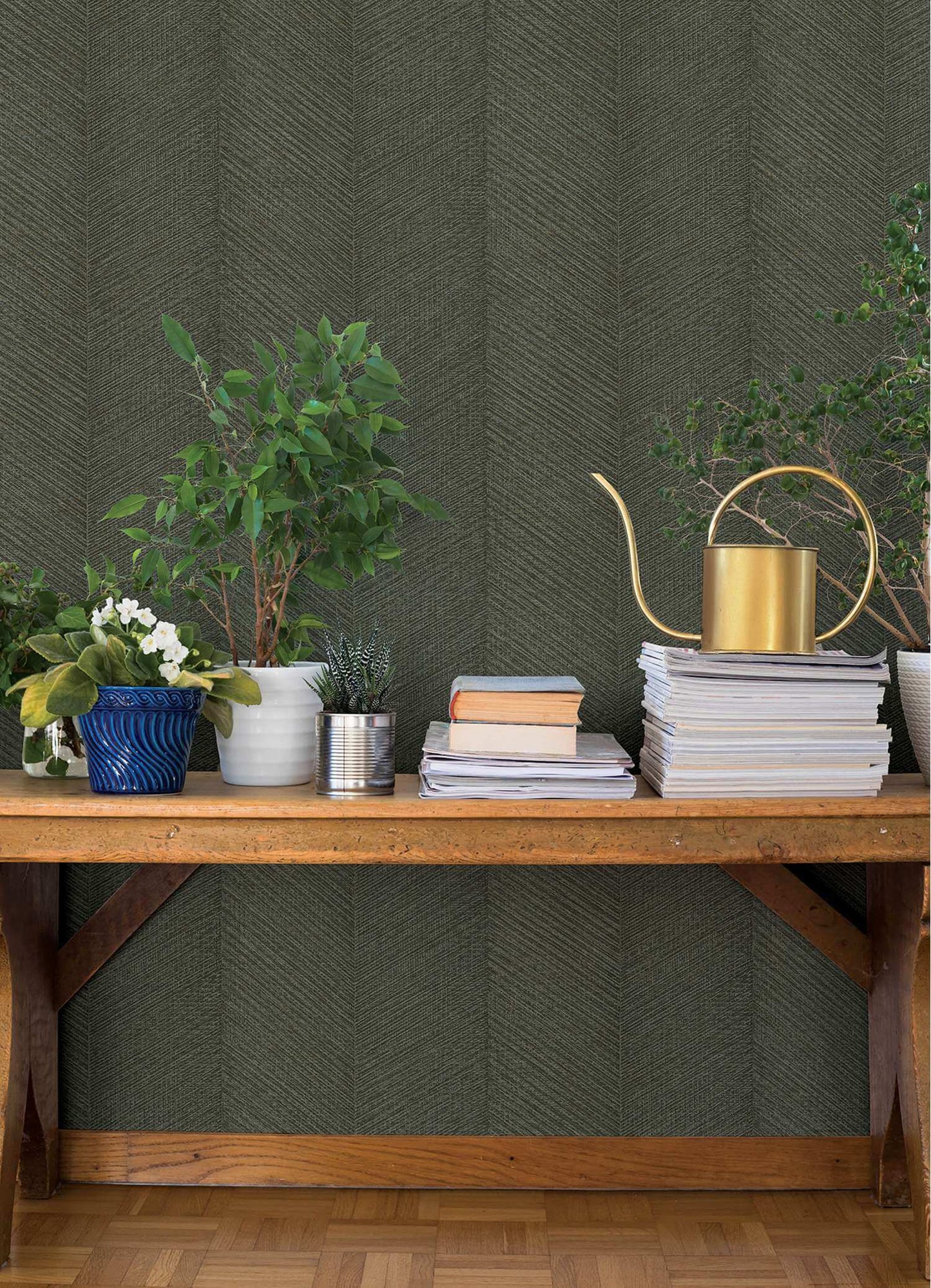 A-Street Prints Springhill Ione Chevron Wallpaper - Evergreen