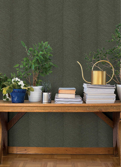 A-Street Prints Springhill Ione Chevron Wallpaper - Evergreen