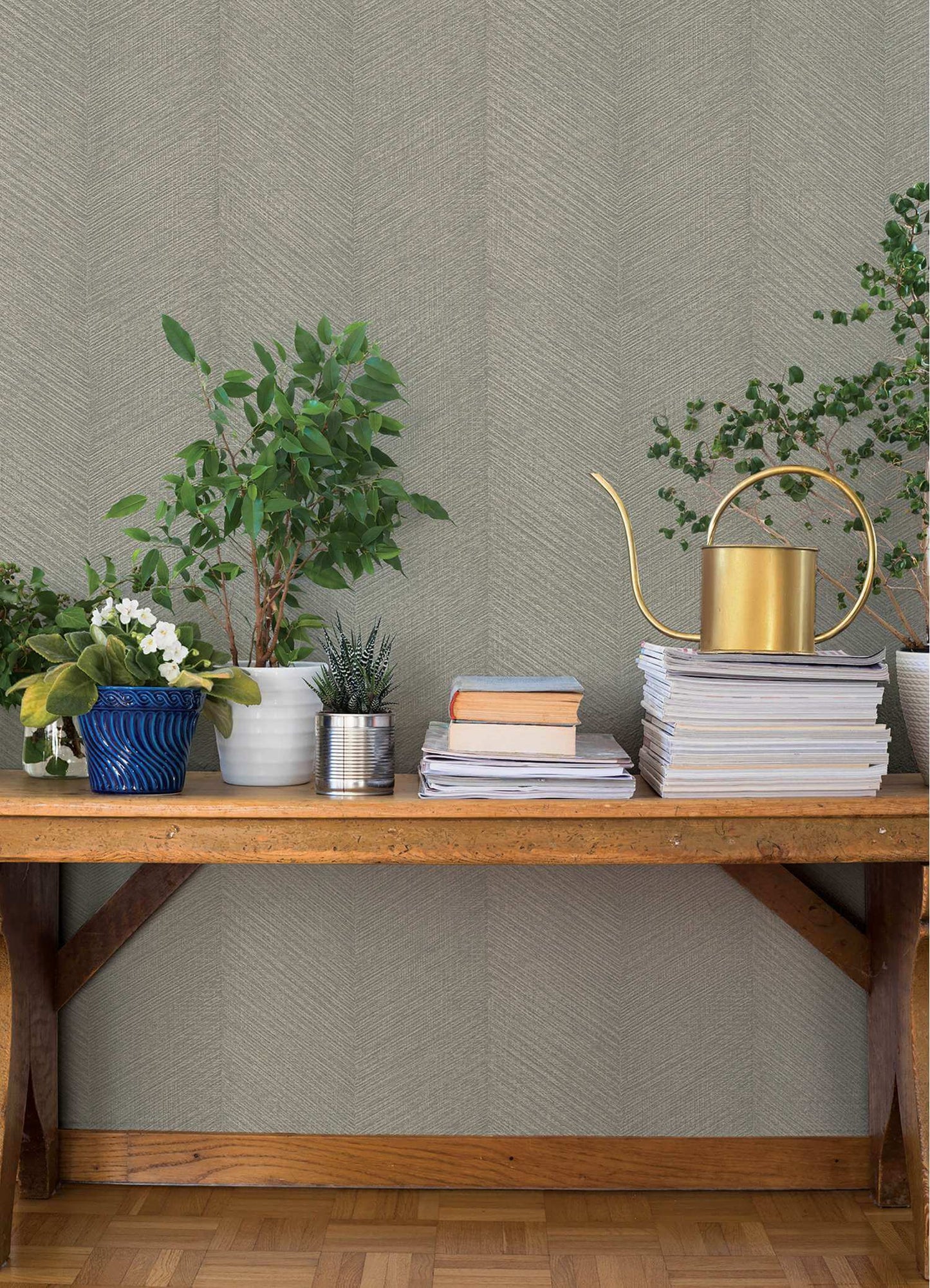 A-Street Prints Springhill Ione Chevron Wallpaper Sample - Grey