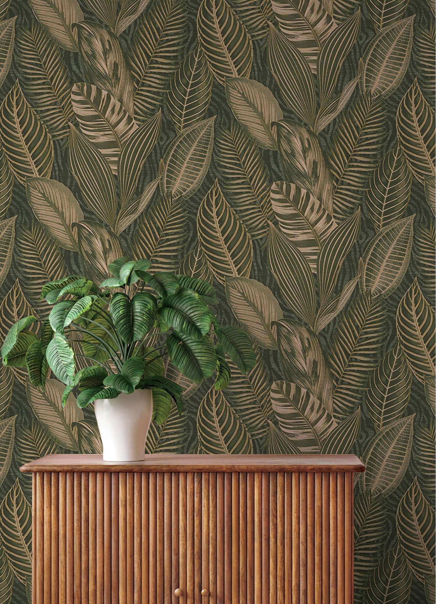 A-Street Prints Springhill Acacius Tropical Wallpaper - Dark Green