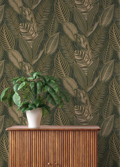 A-Street Prints Springhill Acacius Tropical Wallpaper - Dark Green