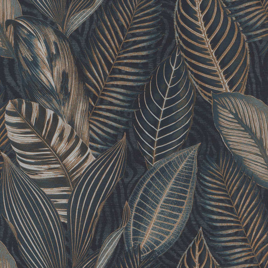 A-Street Prints Springhill Acacius Tropical Wallpaper - Dark Blue