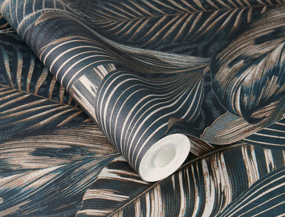 A-Street Prints Springhill Acacius Tropical Wallpaper - Dark Blue