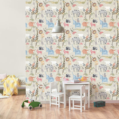 Advantage World of Imagination Safari Animals Wallpaper - Beige
