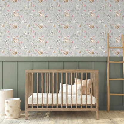 Advantage World of Imagination Forest Animals Wallpaper - Grey