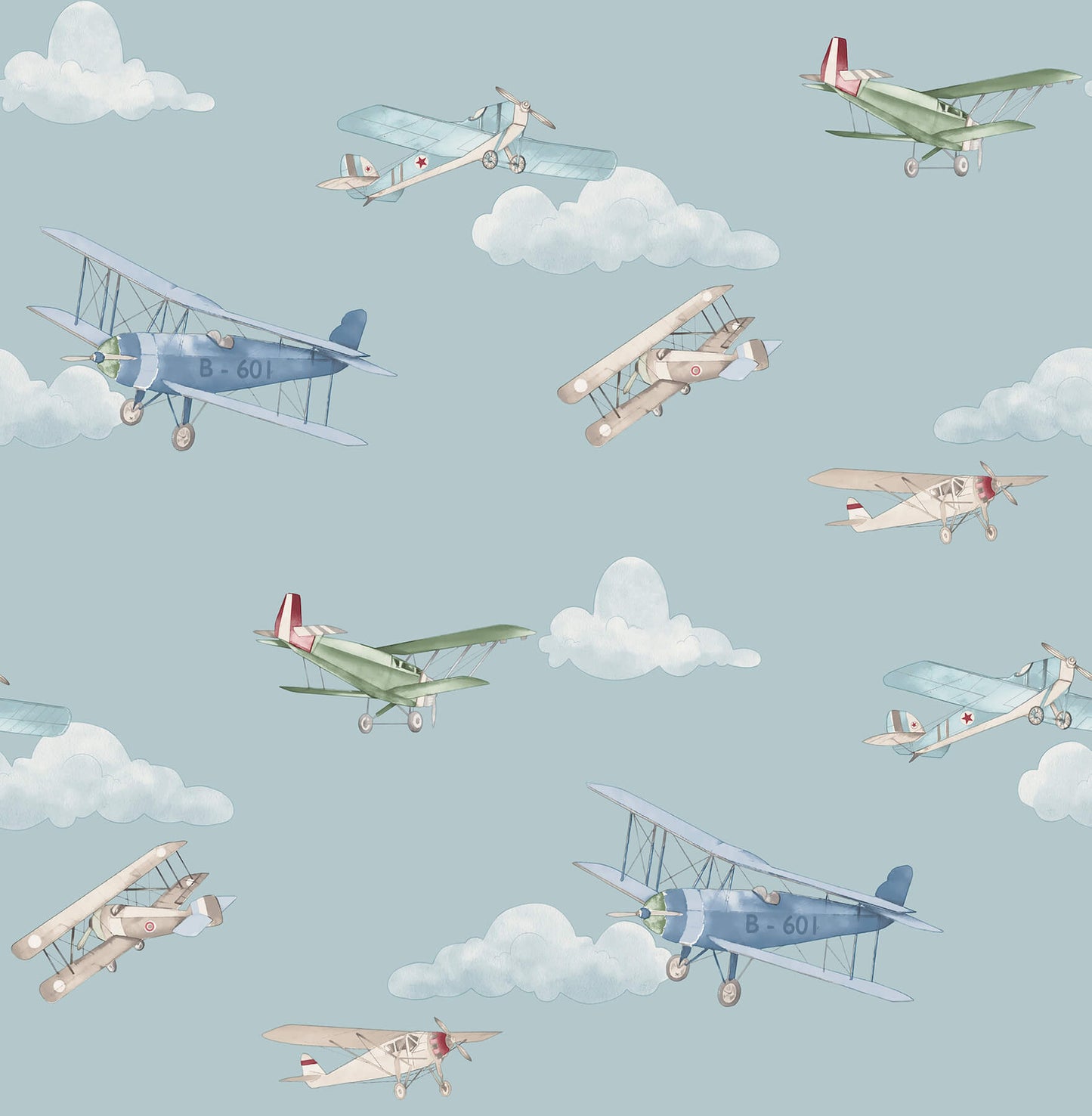 Advantage World of Imagination Aeroplanes Wallpaper - Blue