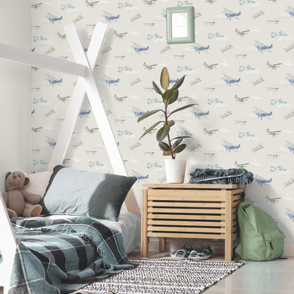 Advantage World of Imagination Aeroplanes Wallpaper - Beige