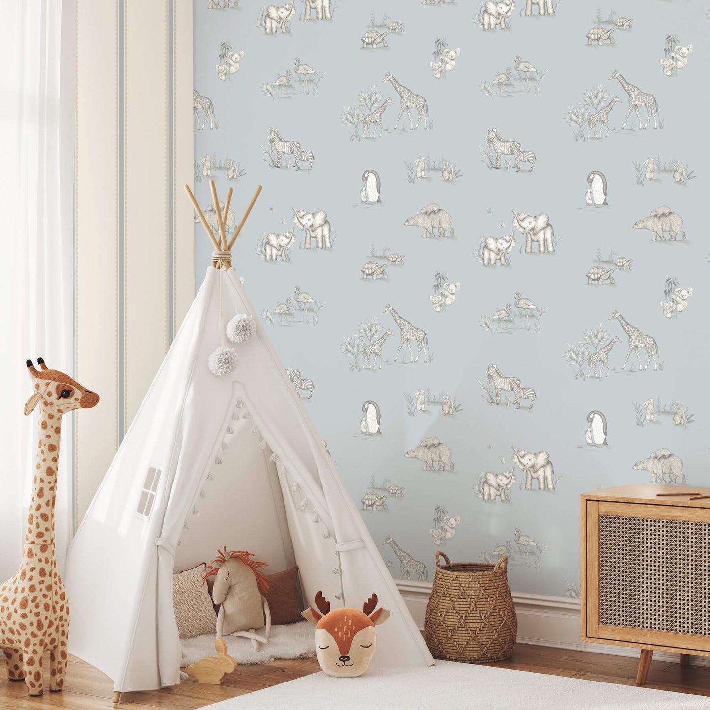 Advantage World of Imagination Safari Babies Wallpaper - Blue
