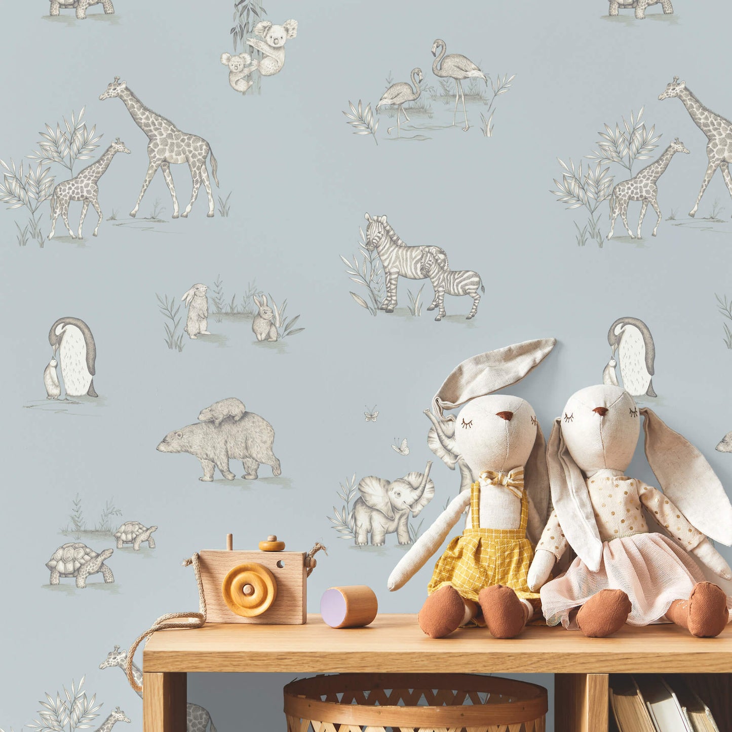 Advantage World of Imagination Safari Babies Wallpaper - Blue