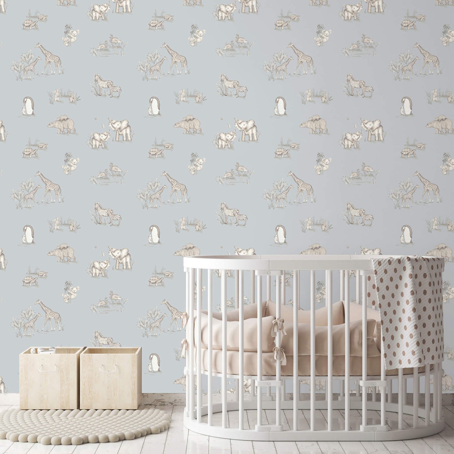 Advantage World of Imagination Safari Babies Wallpaper - Blue