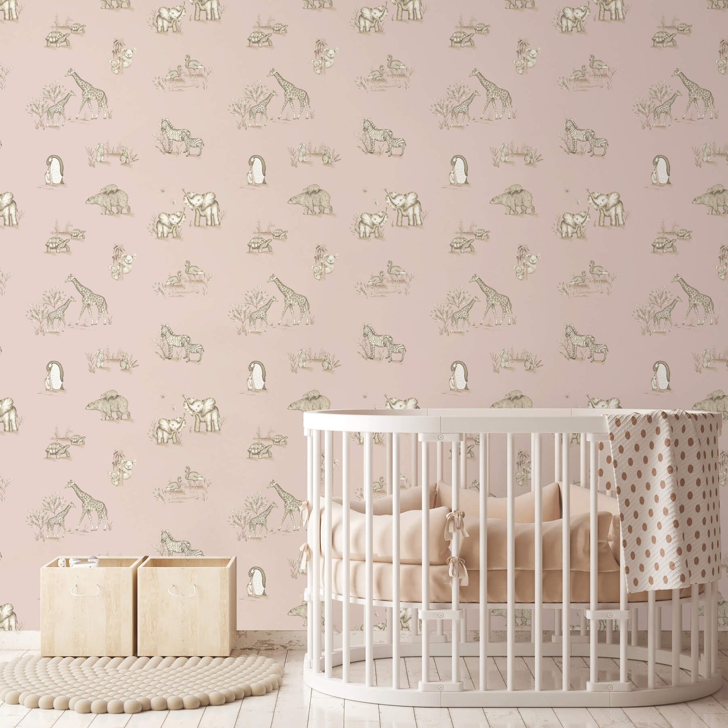 Advantage World of Imagination Safari Babies Wallpaper - Pink