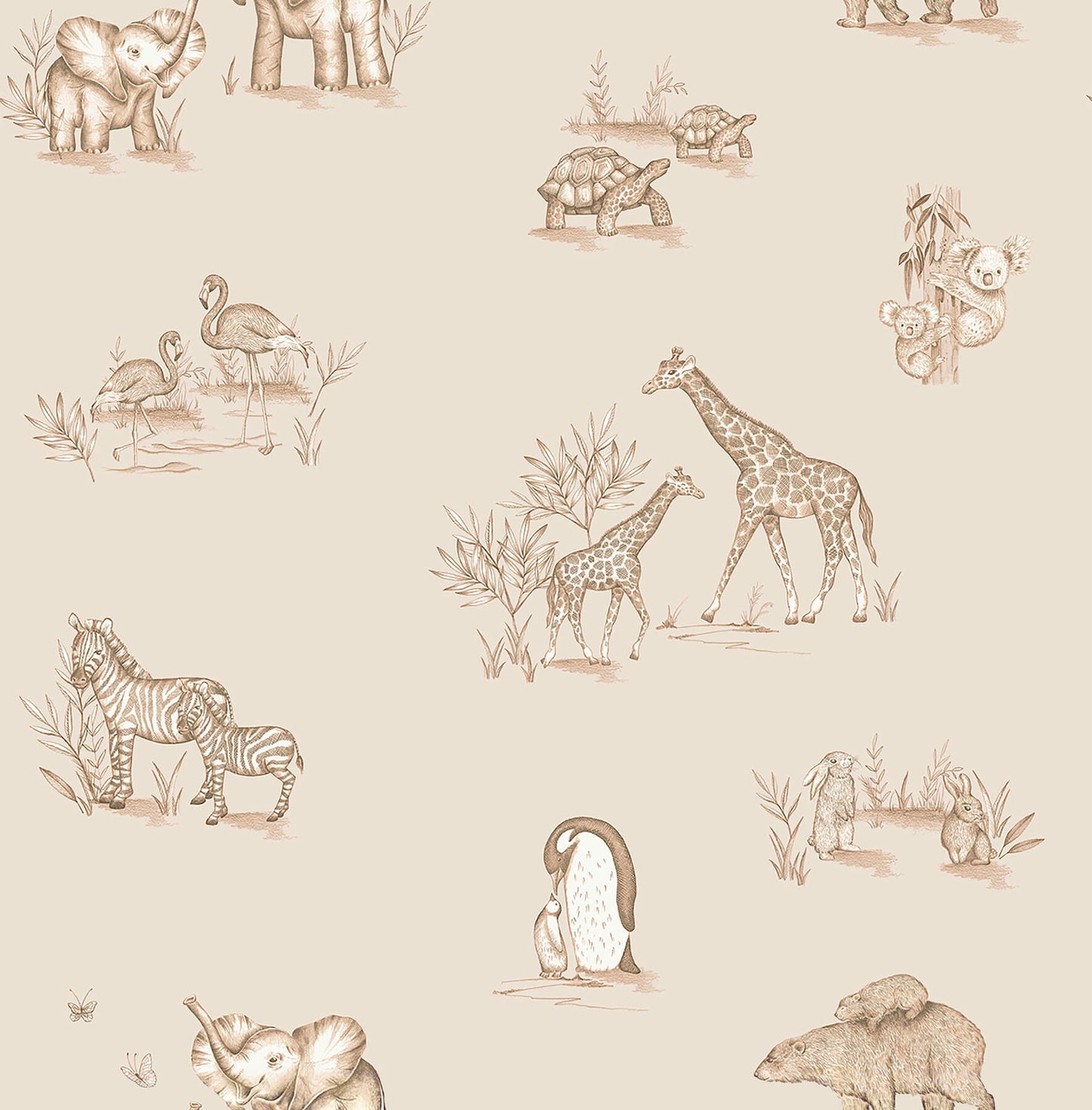 Advantage World of Imagination Safari Babies Wallpaper - Beige