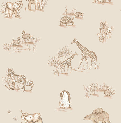 Advantage World of Imagination Safari Babies Wallpaper - Beige