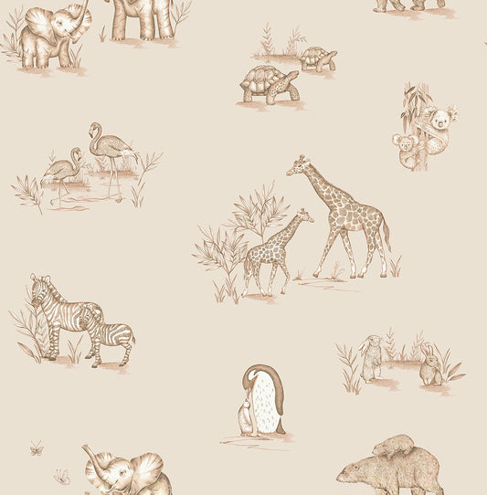 Advantage World of Imagination Safari Babies Wallpaper - Beige
