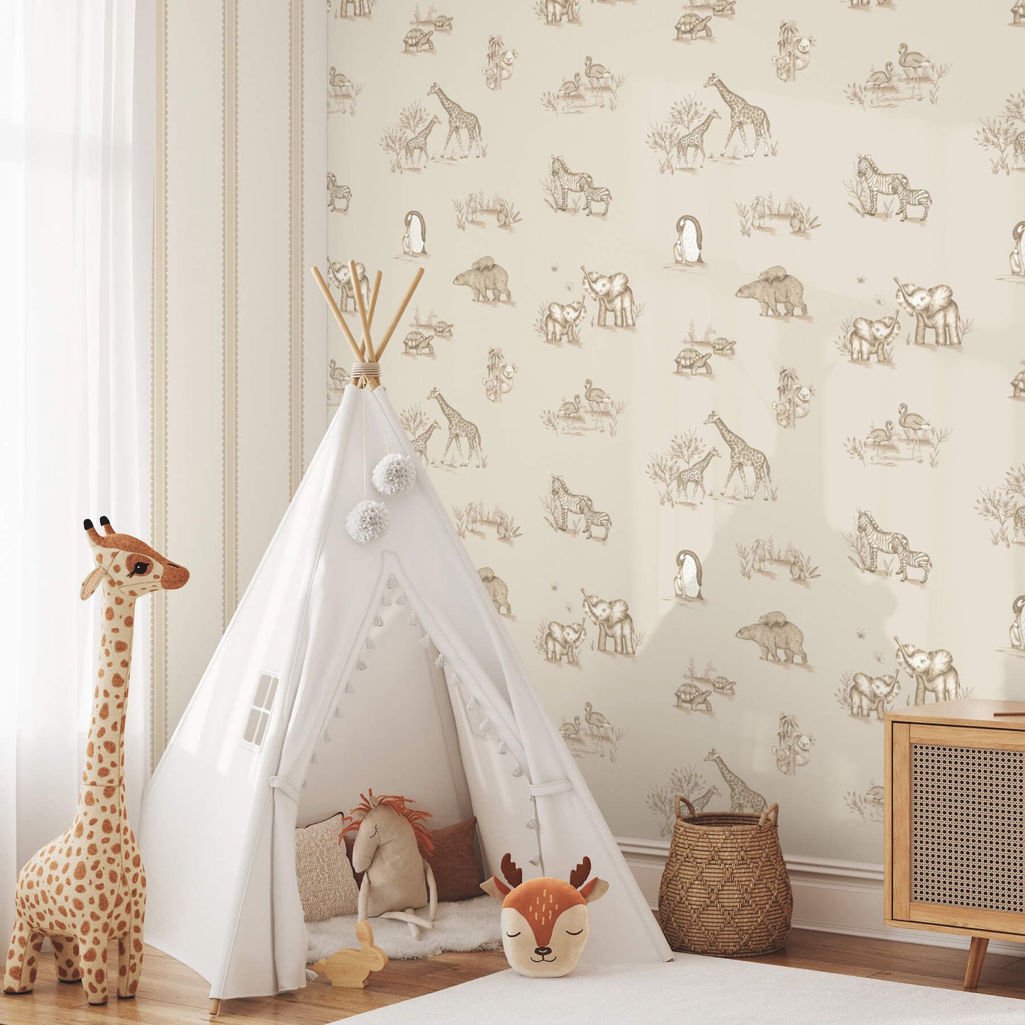 Advantage World of Imagination Safari Babies Wallpaper - Beige