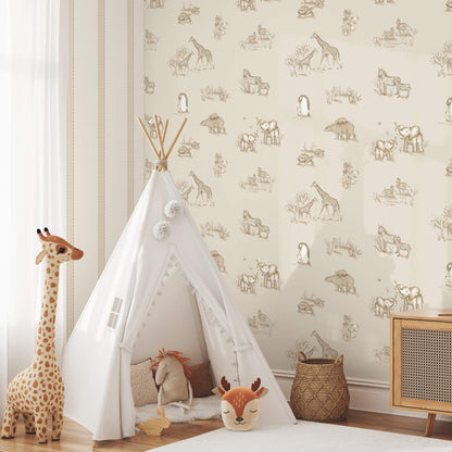 Advantage World of Imagination Safari Babies Wallpaper - Beige