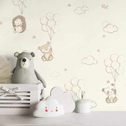 Advantage World of Imagination Floating Balloons Wallpaper - Light Brown