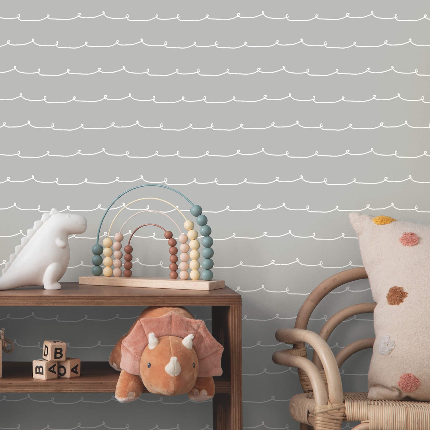 Advantage World of Imagination Wiggle Line Wallpaper - Grey