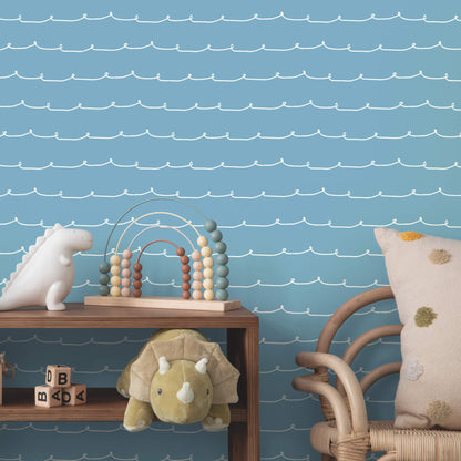 Advantage World of Imagination Wiggle Line Wallpaper - Blue