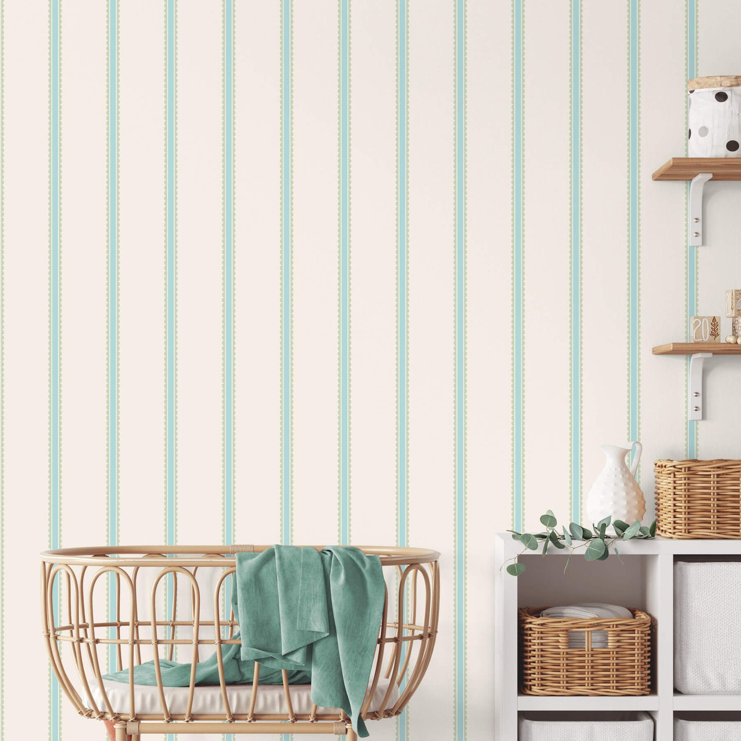 Advantage World of Imagination Bobbin Stripe Wallpaper - Aqua