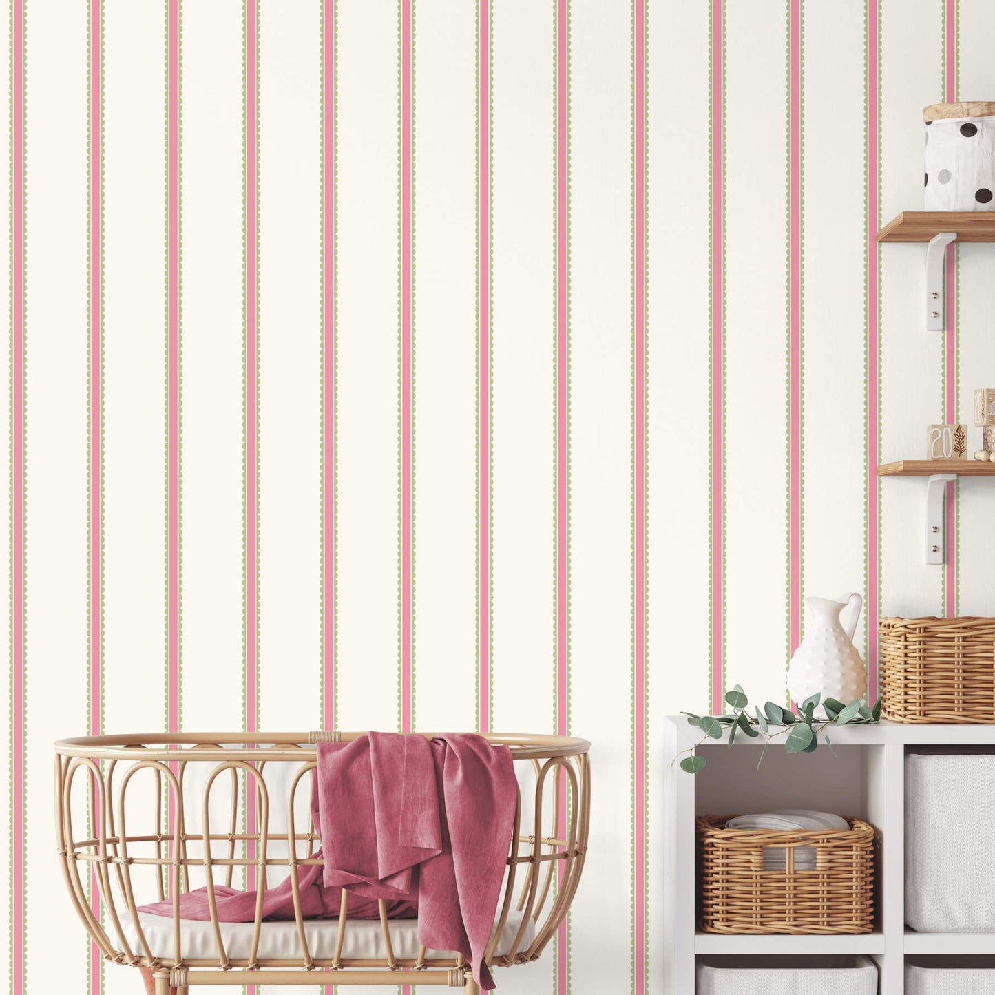 Advantage World of Imagination Bobbin Stripe Wallpaper - Fuchsia