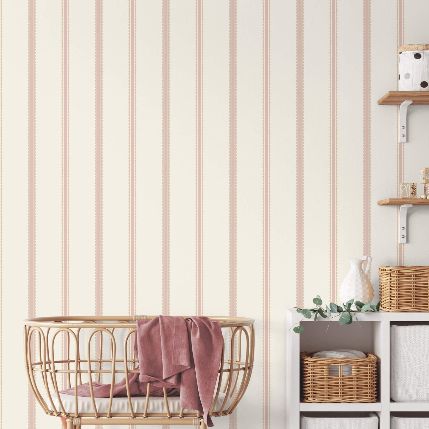Advantage World of Imagination Bobbin Stripe Wallpaper - Pink